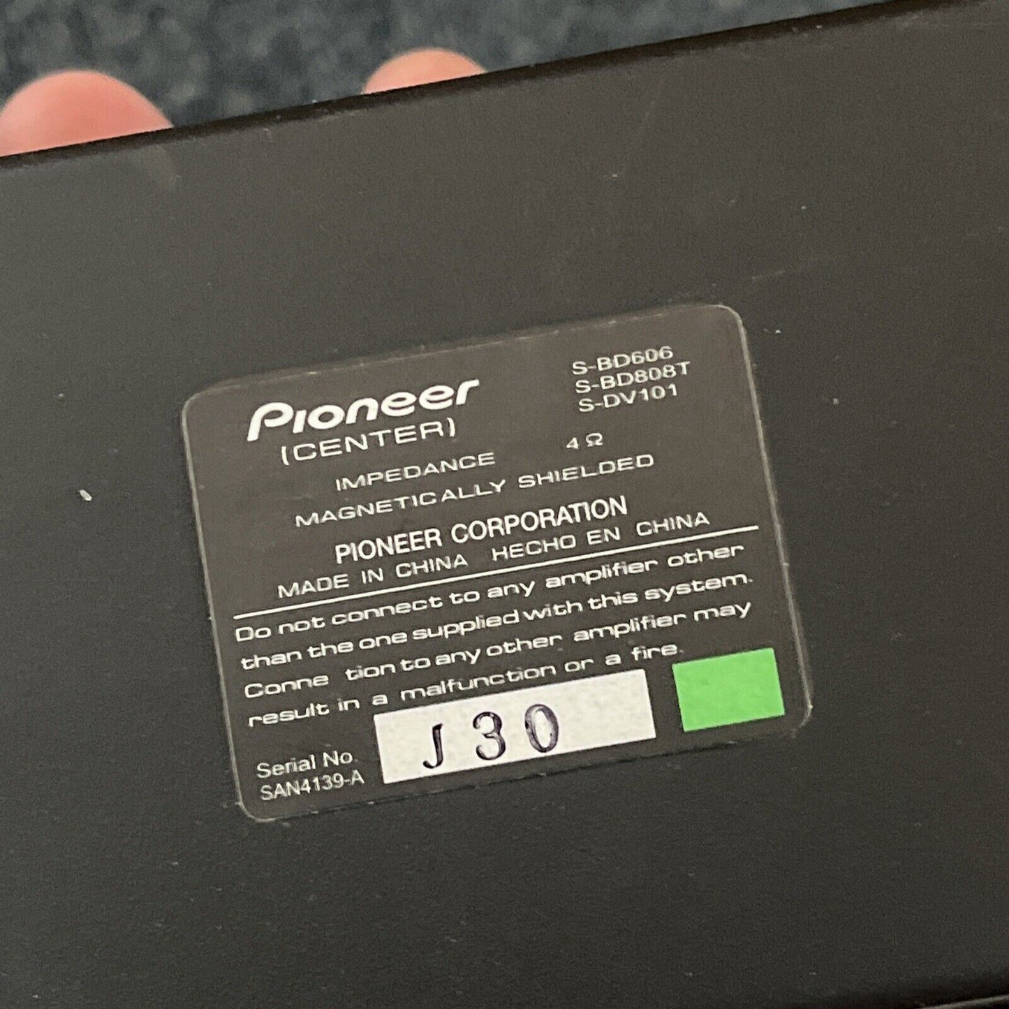 4x Pioneer Speaker: Centre, Surround R&L, Front R S-BD706 S-DV101