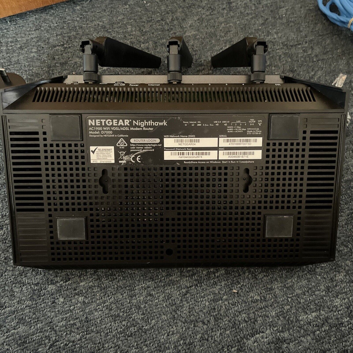 Netgear Nighthawk AC1900 WiFi VDSL/ADSL Modem Router D7000