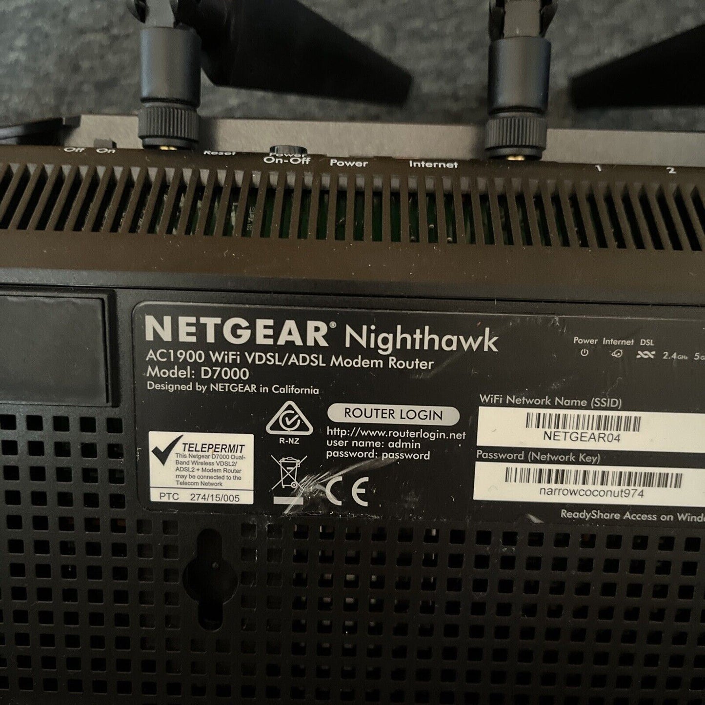 Netgear Nighthawk AC1900 WiFi VDSL/ADSL Modem Router D7000
