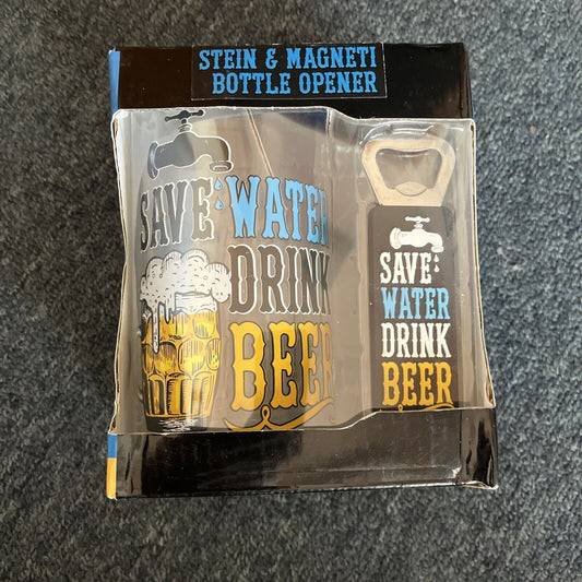 *New* Save Water Drink 500ml Beer Stein Magnetic Bottle Opener