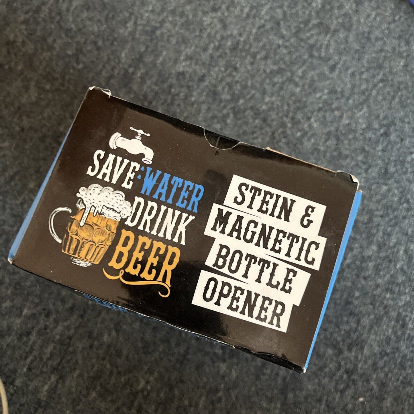 *New* Save Water Drink 500ml Beer Stein Magnetic Bottle Opener