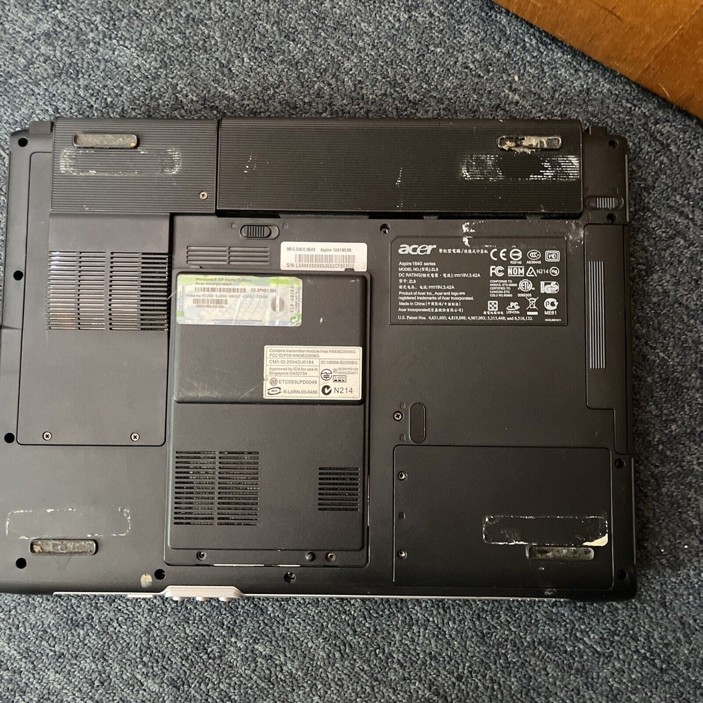 Acer 1640 Series ZL8 Laptop 2gb RAM 15" 60gb HDD *for parts or repair*