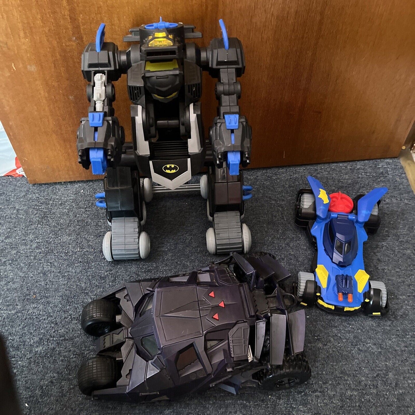 3x Batman Vehicles: Batbot 2013 16", H1387 2015 Batmobile Mattel