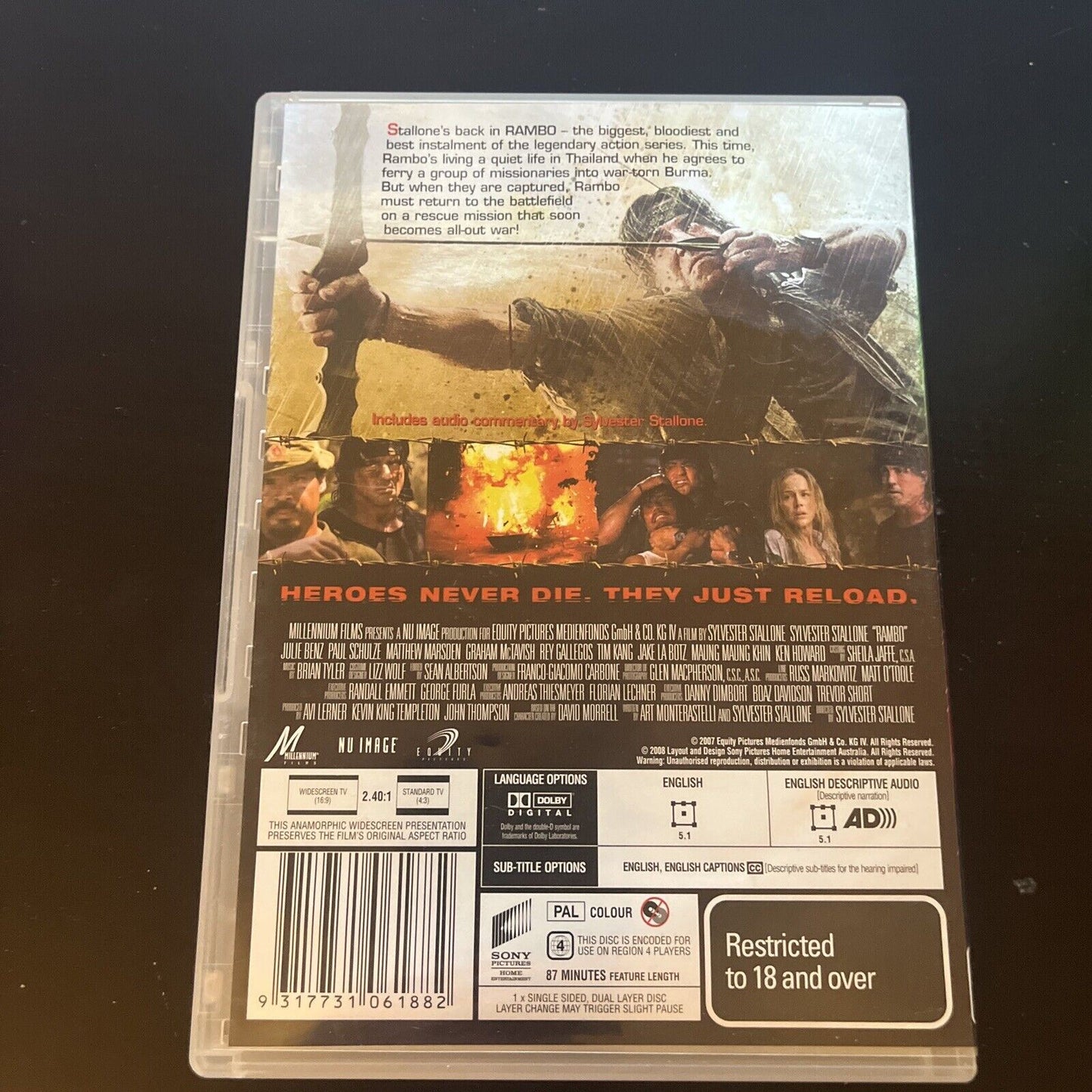 Rambo (DVD, 2007) Sylvester Stallone Region 4