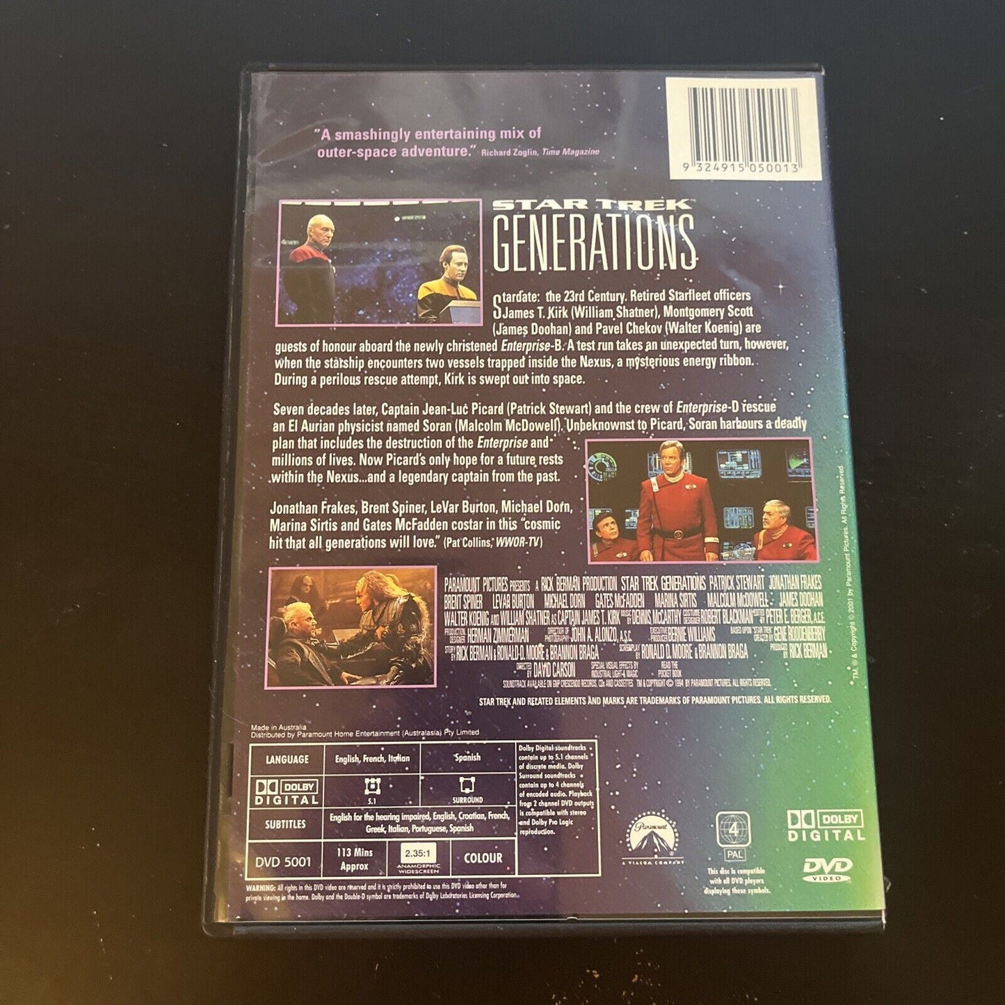 Star Trek 7 - Generations  (DVD, 1995) Patrick Stewart, Jonathan Frakes Region 4