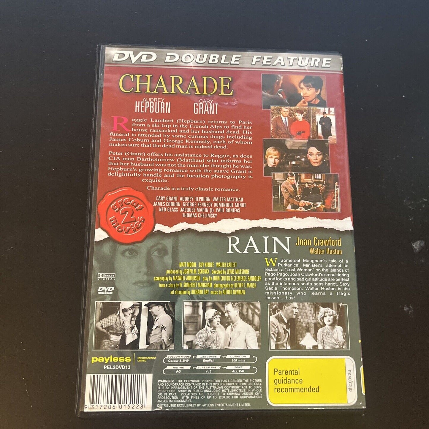 Charade / Rain (DVD) Audrey Hepburn, Cary Grant All Regions