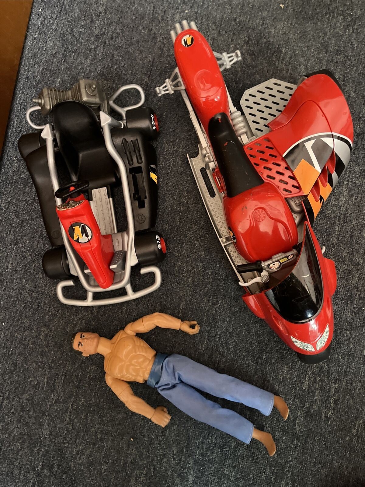 Action Man: Racing Car C-022E 30cm, Motor Bike 44cm 2000 C-078A ,11