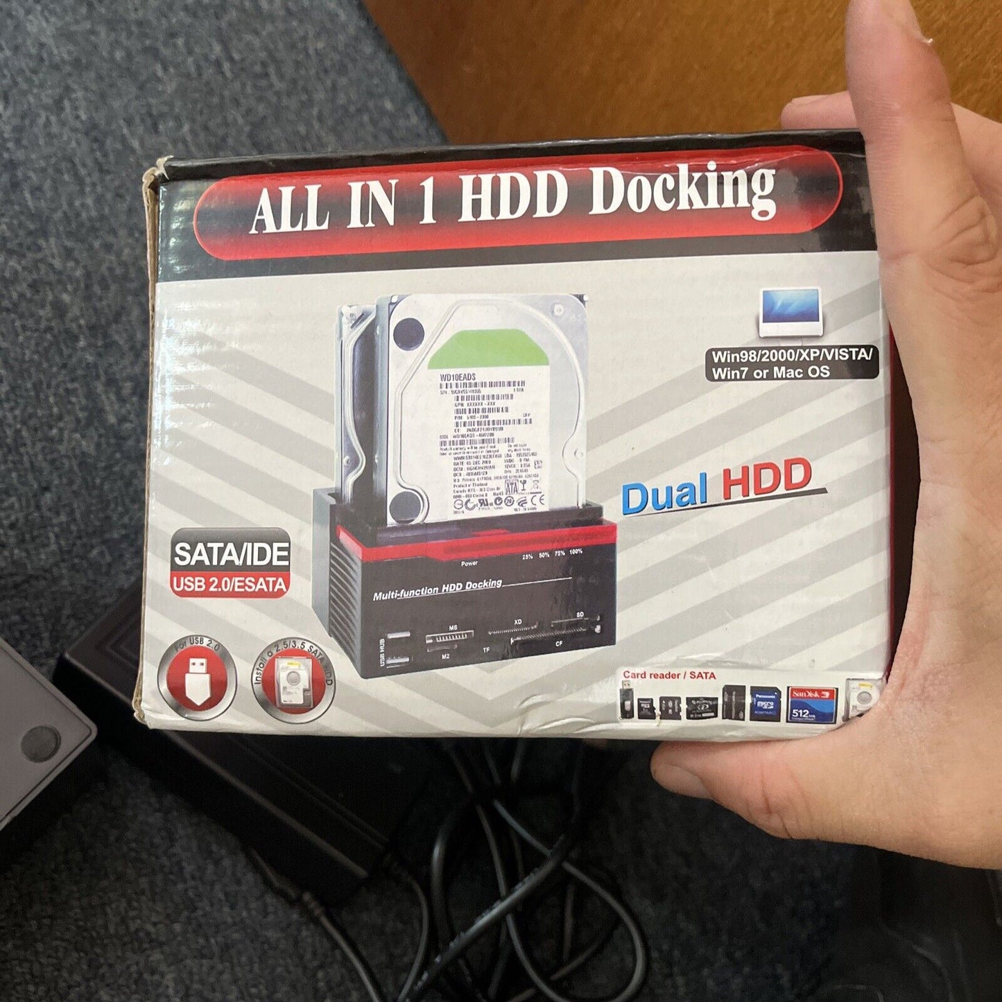 IDE and SATA Dual-disk Multi-function Hard Disk Dock Cards Reader Device