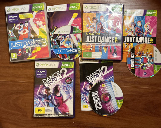 Just Dance 2014 & 3 / Dance Central 2 Microsoft Xbox 360 Kinect With Manual PAL