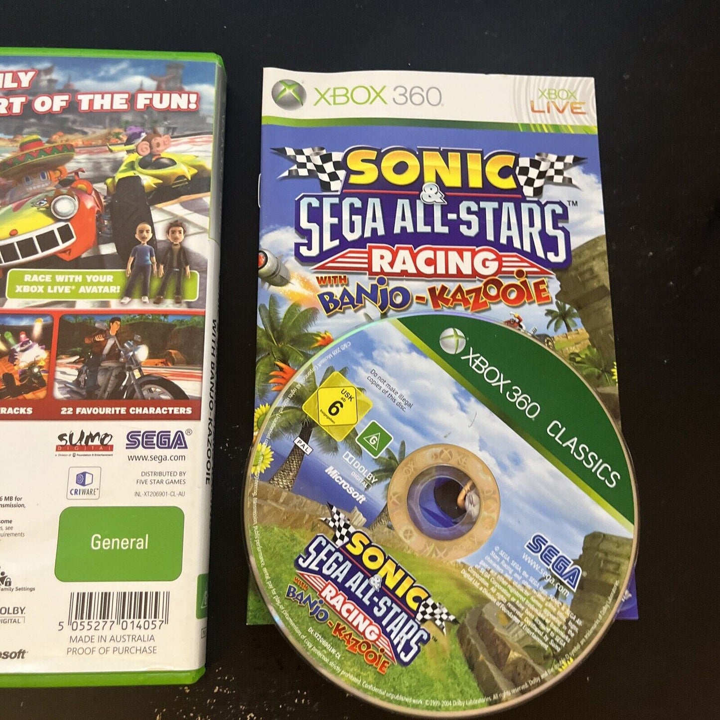 Sonic and Sega All Stars Racing With Banjo Kazooie Xbox 360 With Manual PAL