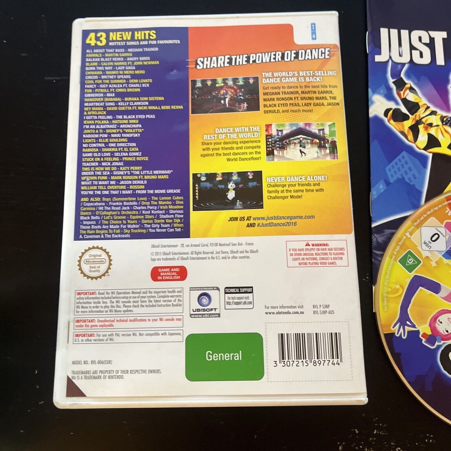 Just Dance 2016 Nintendo Wii Wii-U Complete Manual PAL Music Hits