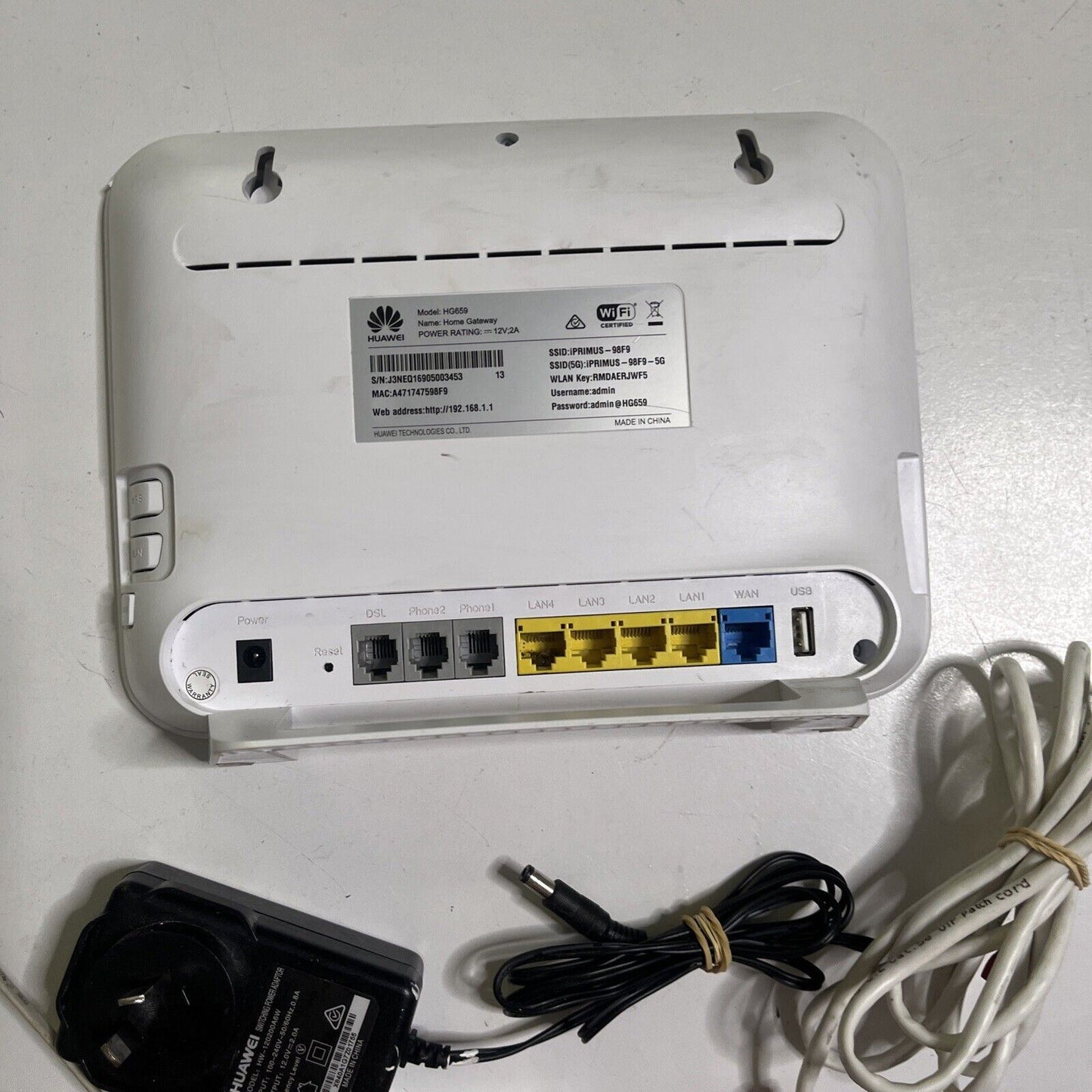 iprimus Huawei Home Gateway HG659 VoIP ADSL Wireless Router Modem