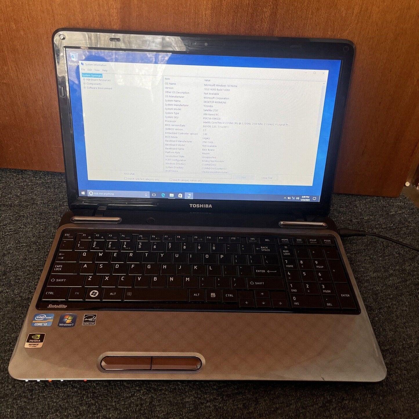 Toshiba Satellite L750 Laptop i3-2310M 2.1Ghz 4gb RAM 15.6" 500gb HDD