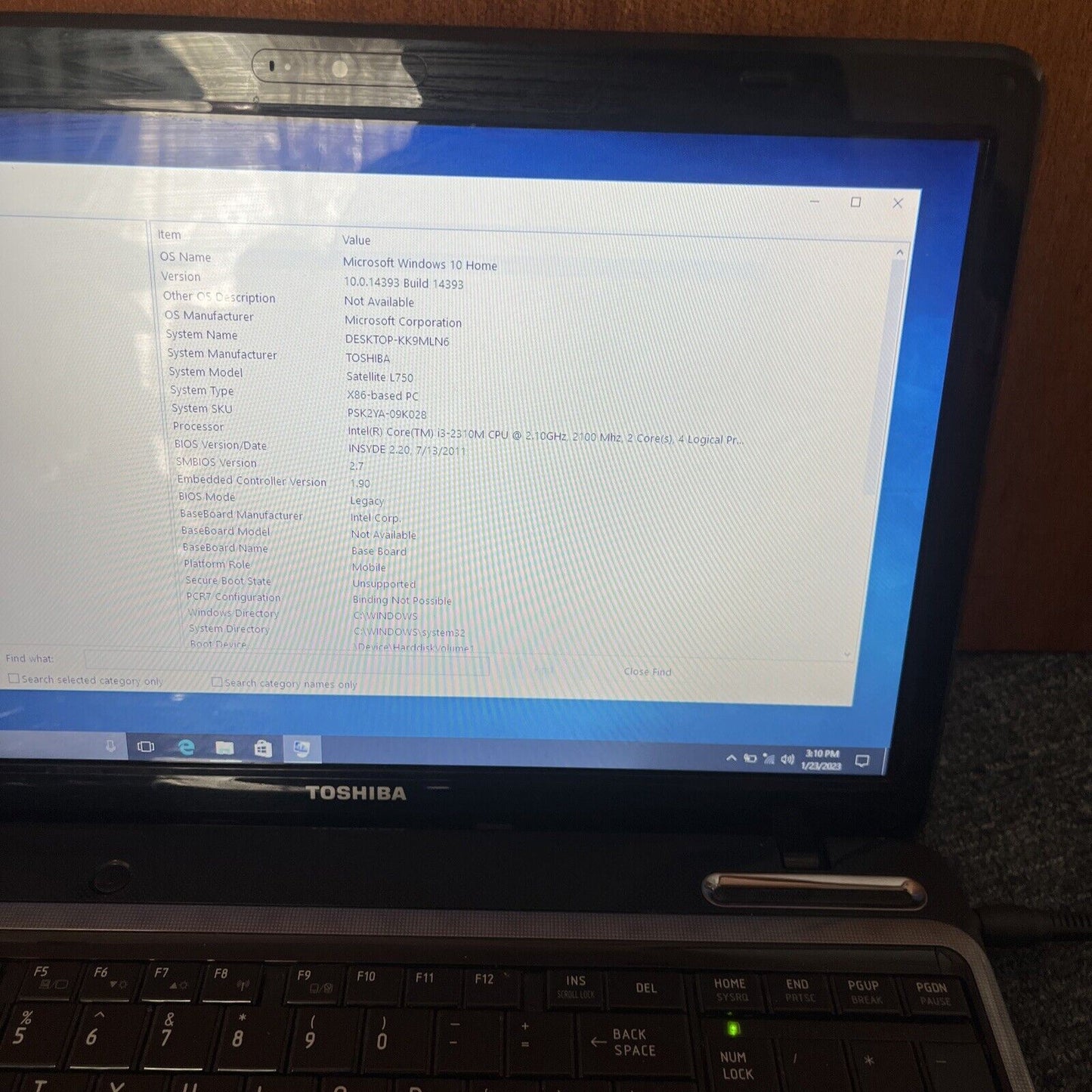 Toshiba Satellite L750 Laptop i3-2310M 2.1Ghz 4gb RAM 15.6" 500gb HDD
