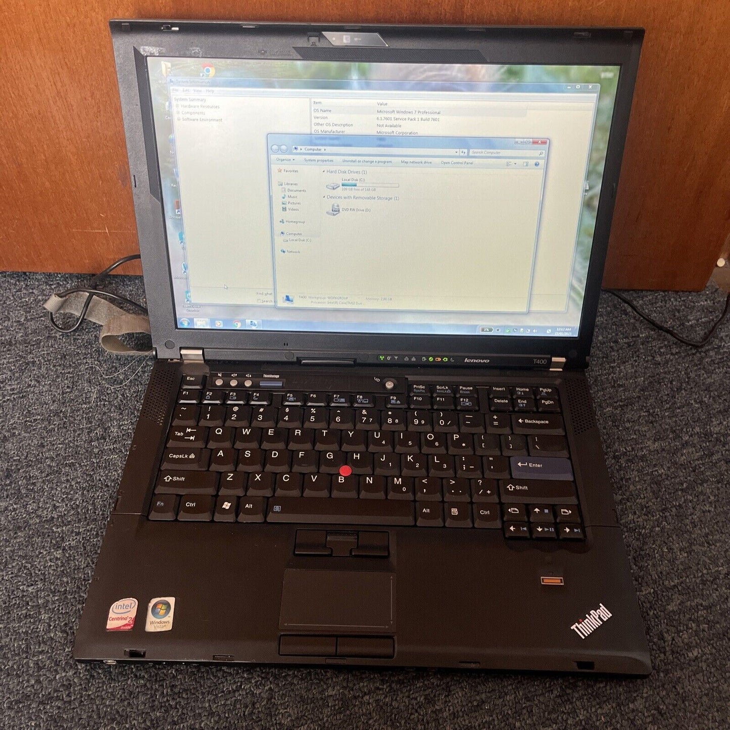 Lenovo ThinkPad T400 Intel Core2 Duo 2.4Ghz 2gb RAM 150gb 14.1" DVD Drive