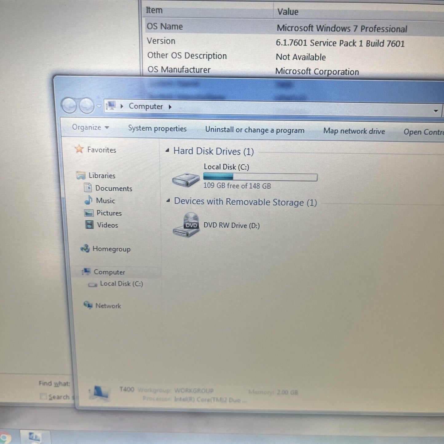 Lenovo ThinkPad T400 Intel Core2 Duo 2.4Ghz 2gb RAM 150gb 14.1" DVD Drive