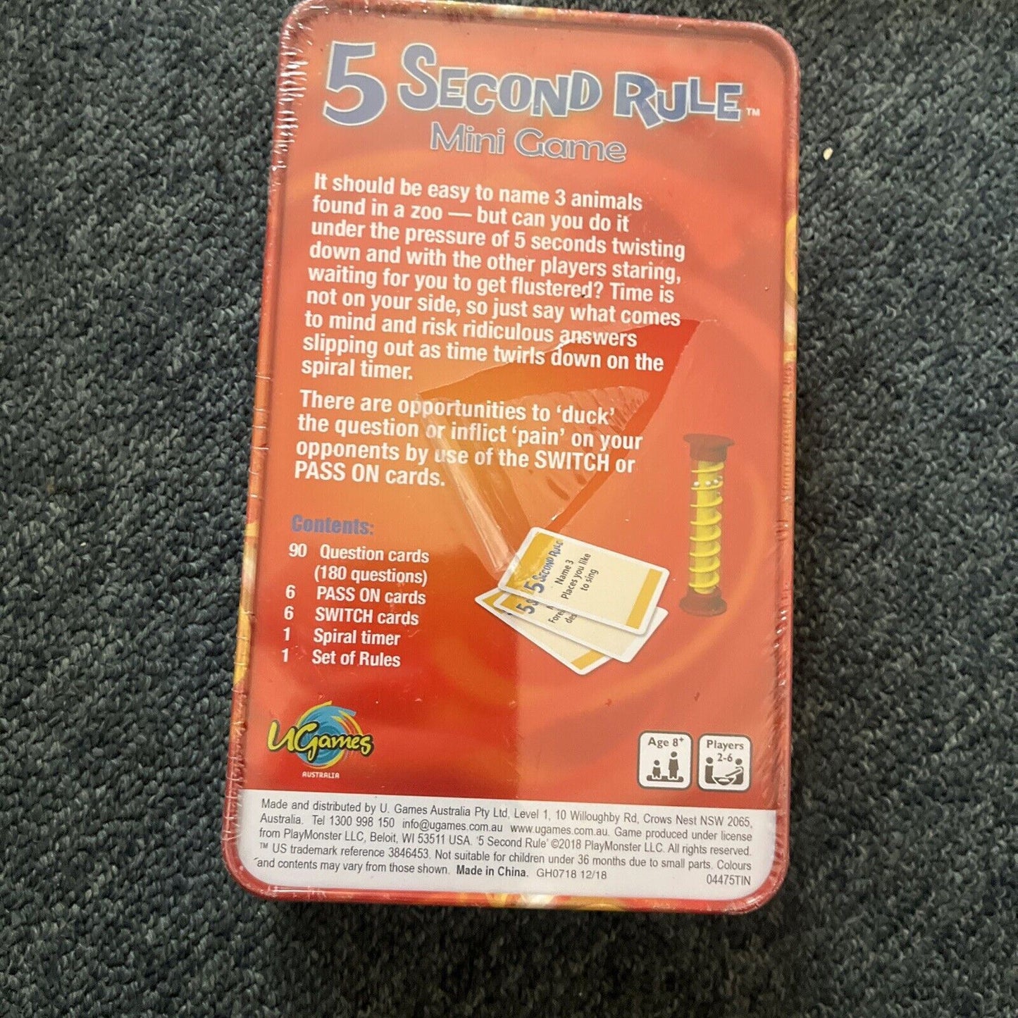*New Sealed* 5 Second Rule Mini Board Game 04475TIN