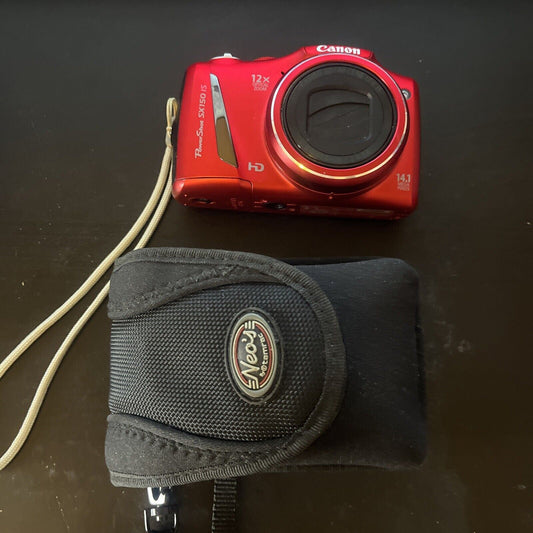 Canon PowerShot SX150 IS HD Digital Camera 14.1MP 12x Optical Zoom PC1677 & Case