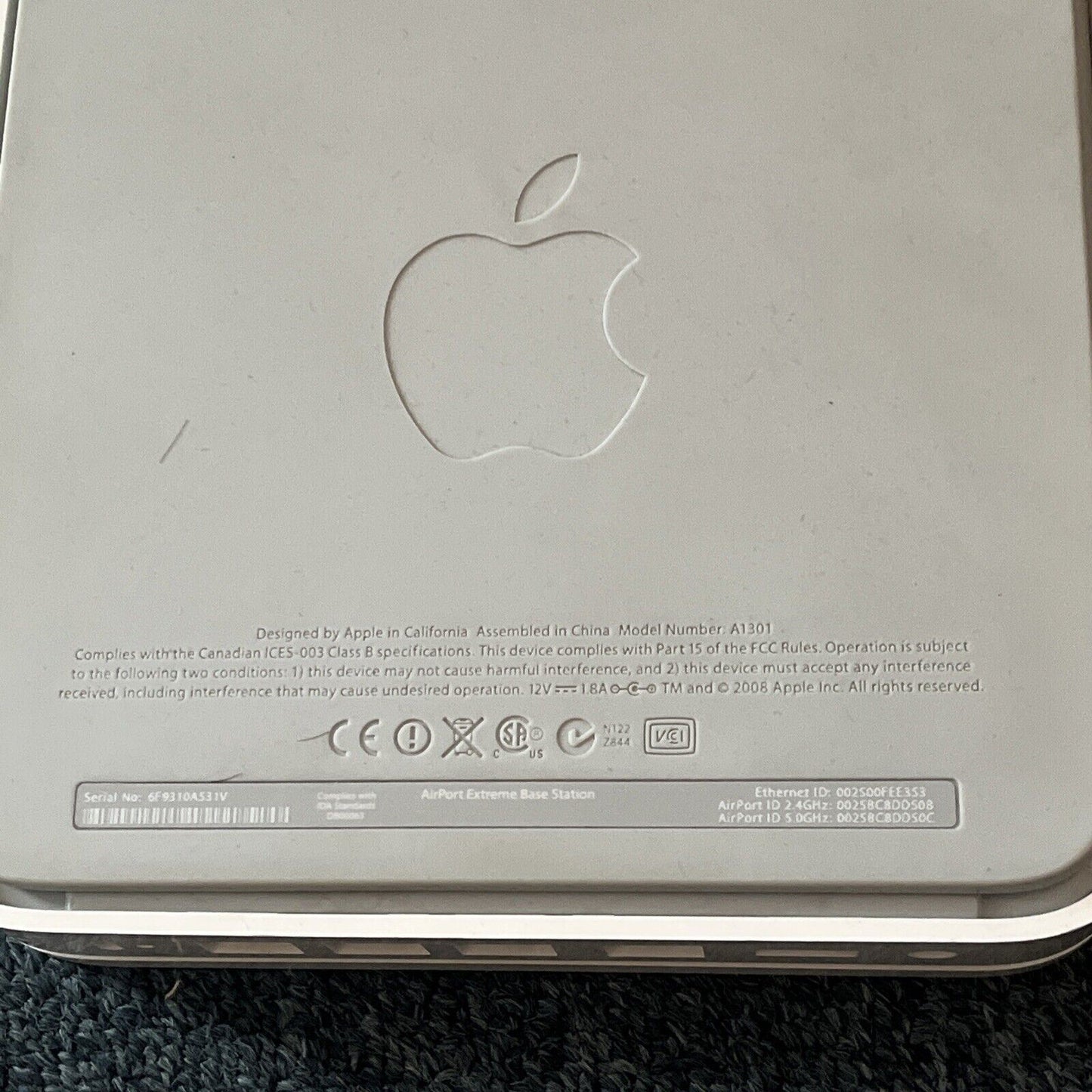 Apple AirPort Extreme Base Station A1301 Model No. A1301