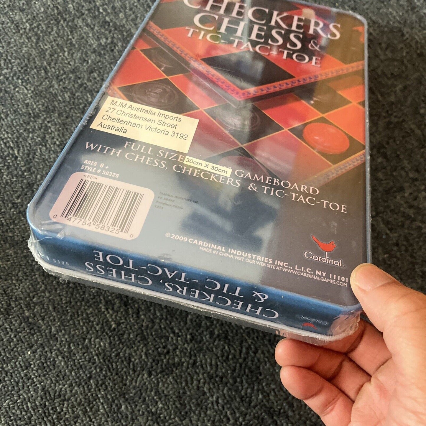 *New Sealed* Cardinal Checkers Chess & Tic-Tac-Toe Game Set in Tin