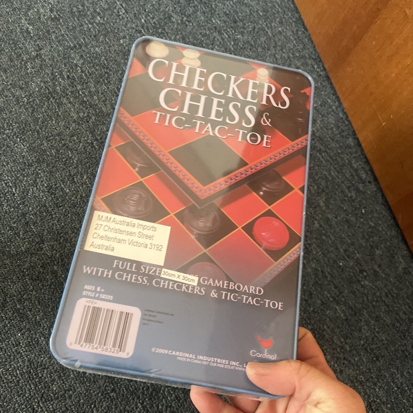 *New Sealed* Cardinal Checkers Chess & Tic-Tac-Toe Game Set in Tin