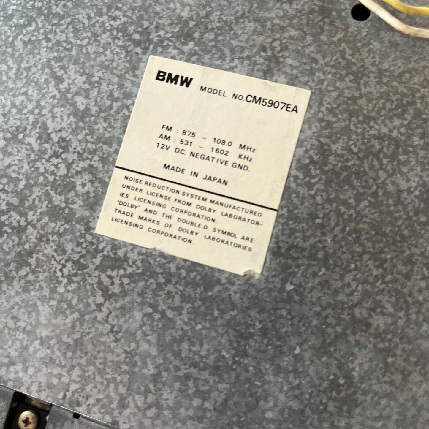 BMW Cassette AM/FM Radio Player Car Audio CM5907EA  *Untested*