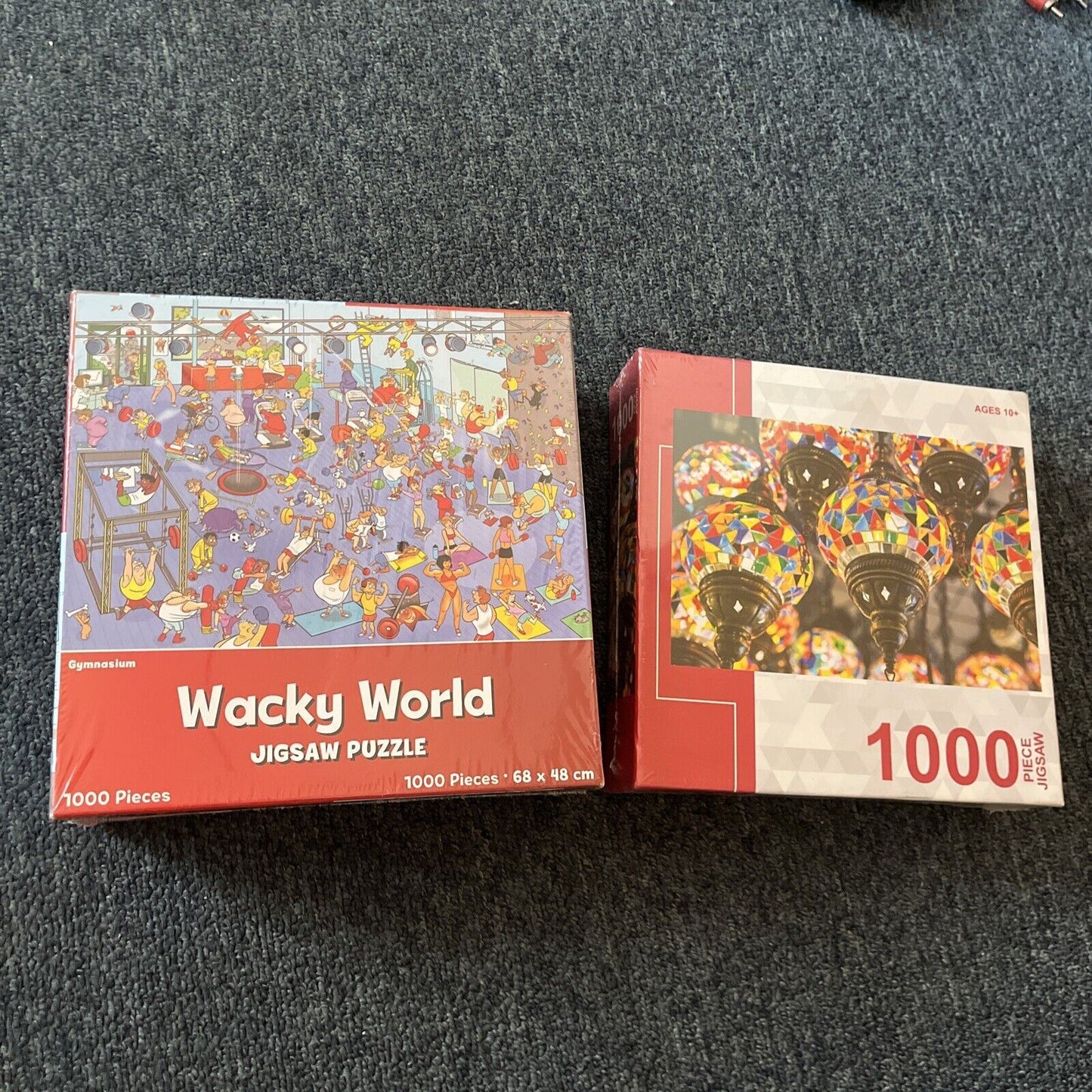 2x Jigsaw Puzzles: Wacky World Gymnasium 1000 Pcs & Target Puzzle 1000 Pcs