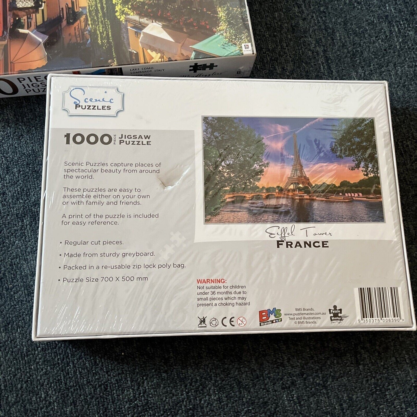 *New Sealed* 2x Jigsaw Puzzles 1000pcs: Eiffel Tower France / Lake Como Italy