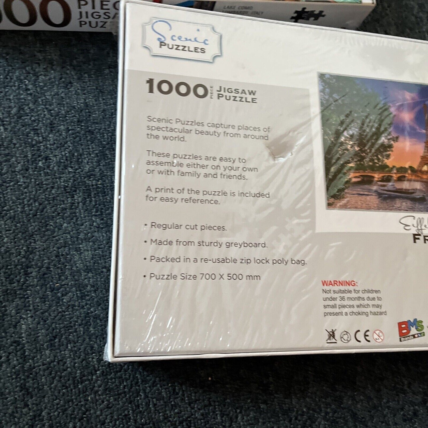 *New Sealed* 2x Jigsaw Puzzles 1000pcs: Eiffel Tower France / Lake Como Italy