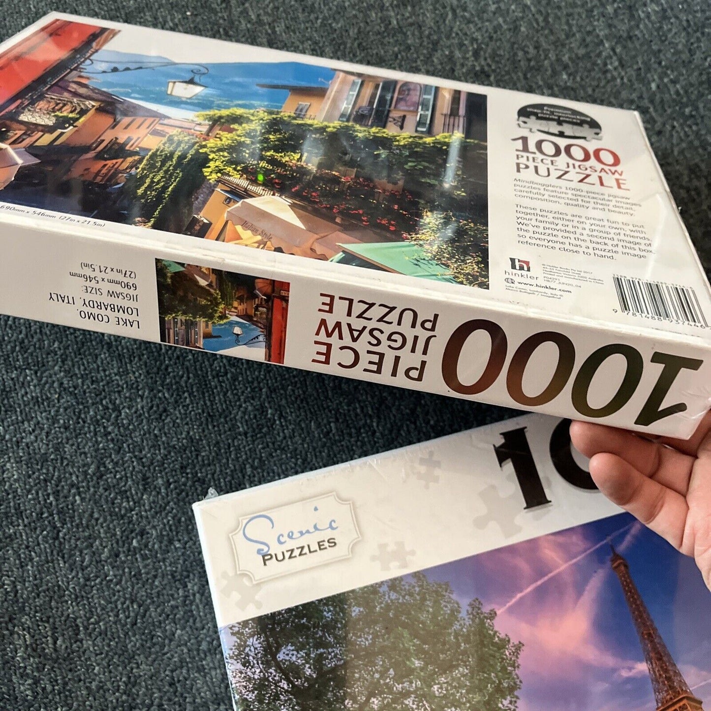 *New Sealed* 2x Jigsaw Puzzles 1000pcs: Eiffel Tower France / Lake Como Italy