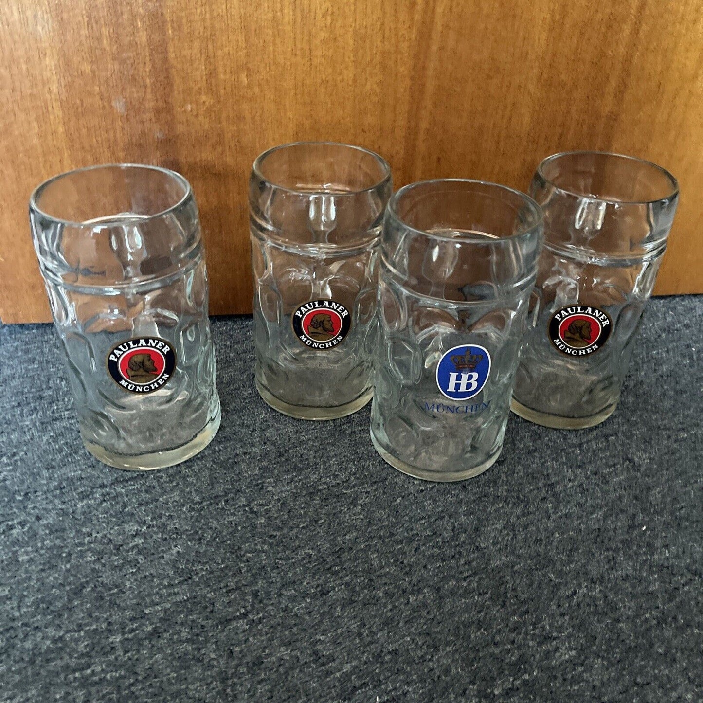 4x Beer Stein 1L Glasses: 3x Paulaner Munchen 1x HB Munchen