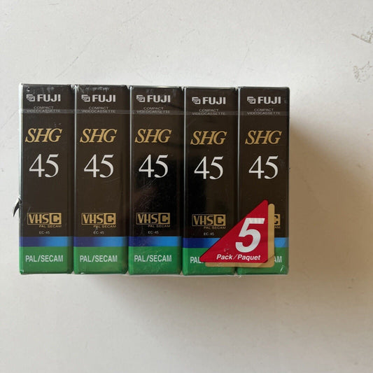 *New Sealed* 5x Fuji Compact Video Cassette VHS-C PAL/SECAM SHG 45