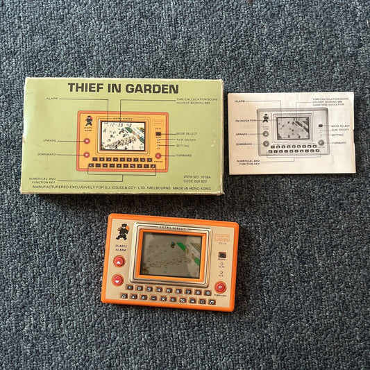 Thief In Garden Game & Calculator & Clock TG-18  From 1982 G. J Coles & Coy