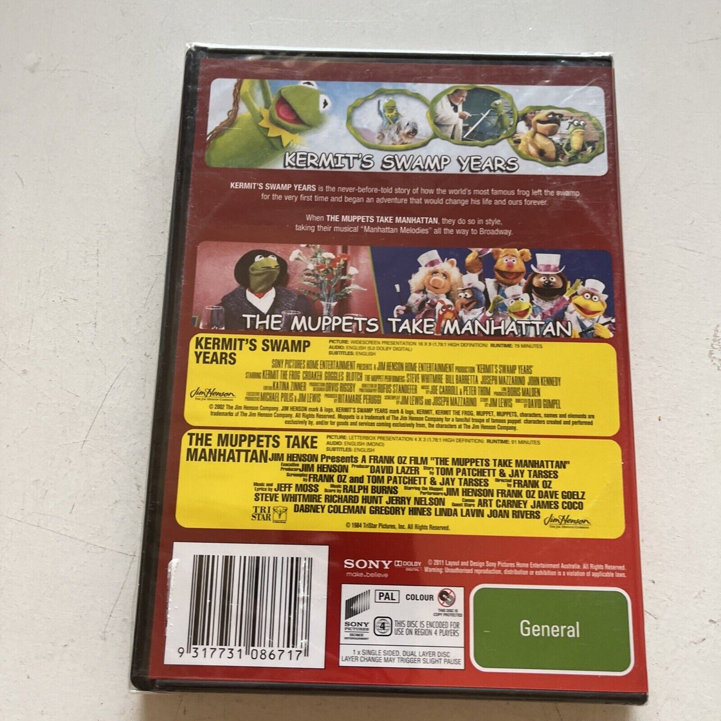 *New Sealed* The Muppets Take Manhattan / Kermit's Swamp Years DVD Region 4