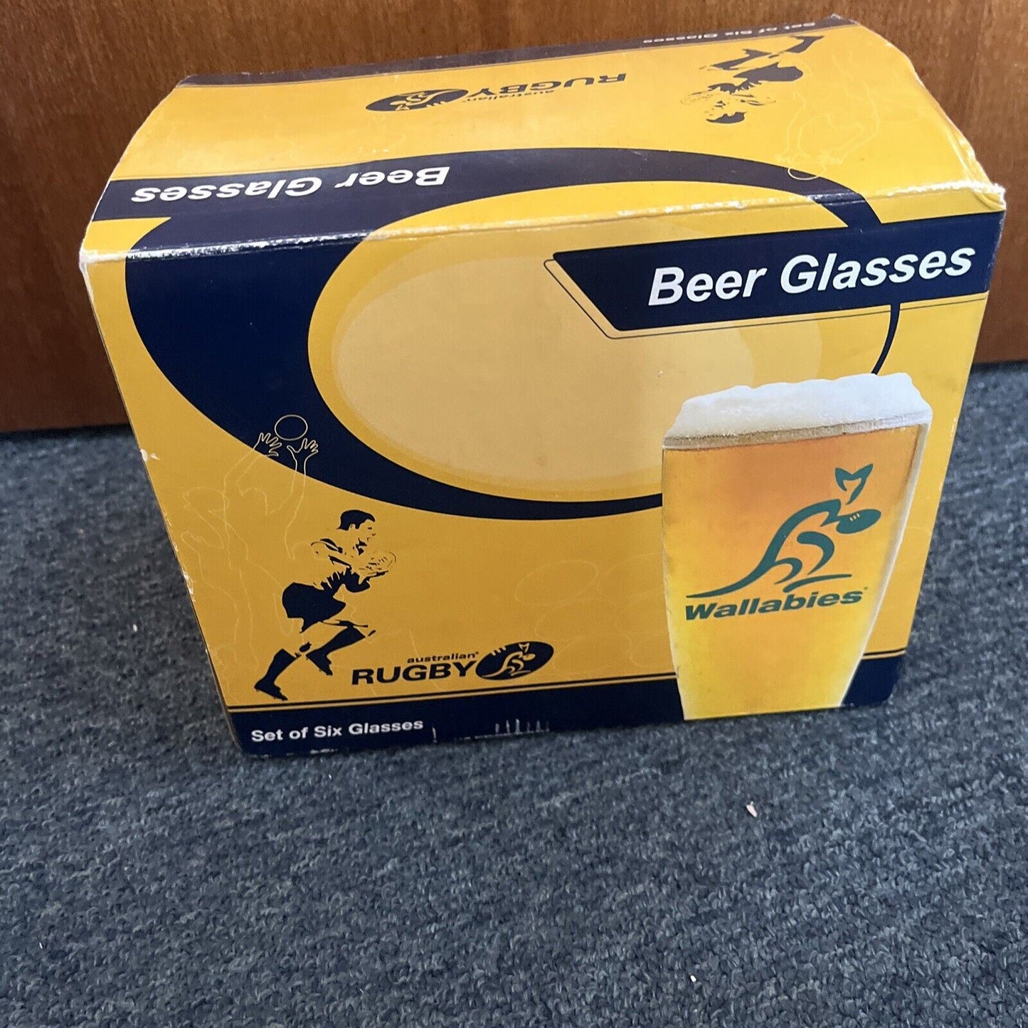 6x Australian Rugby Wallabies Beer Glasses