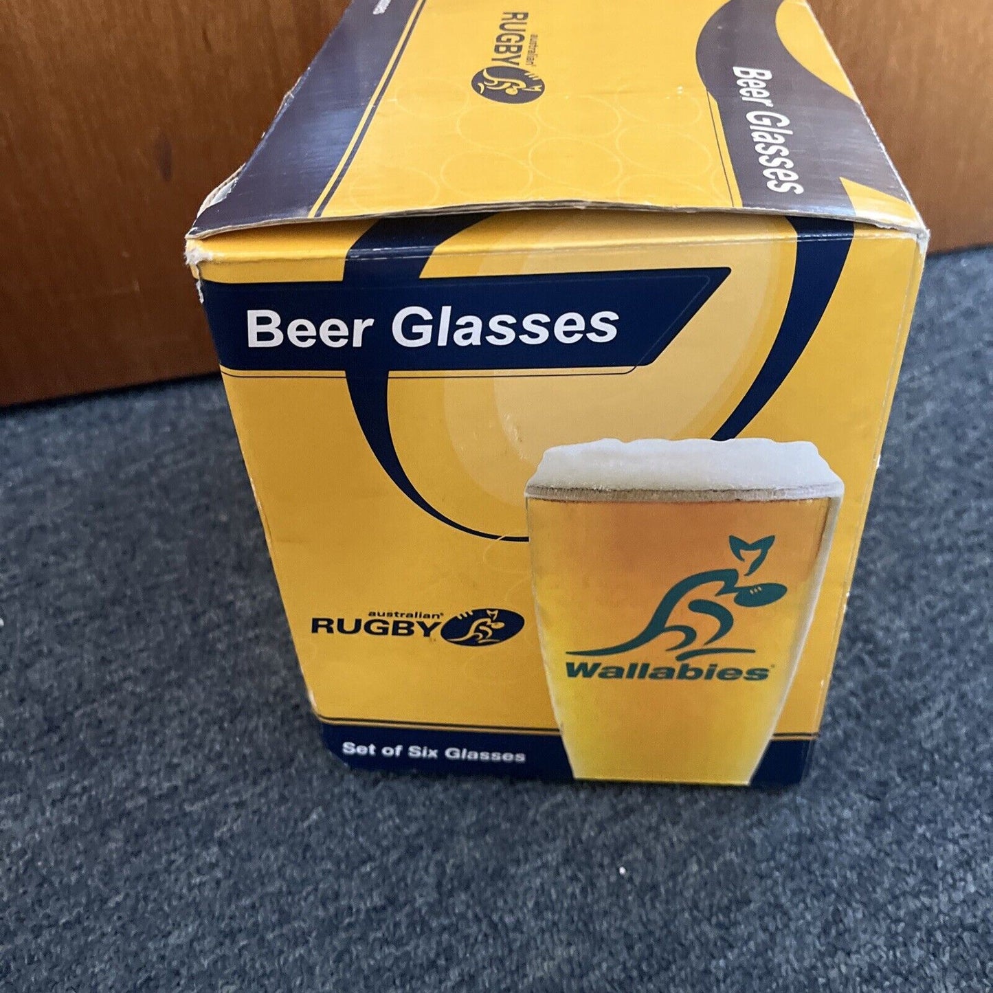 6x Australian Rugby Wallabies Beer Glasses
