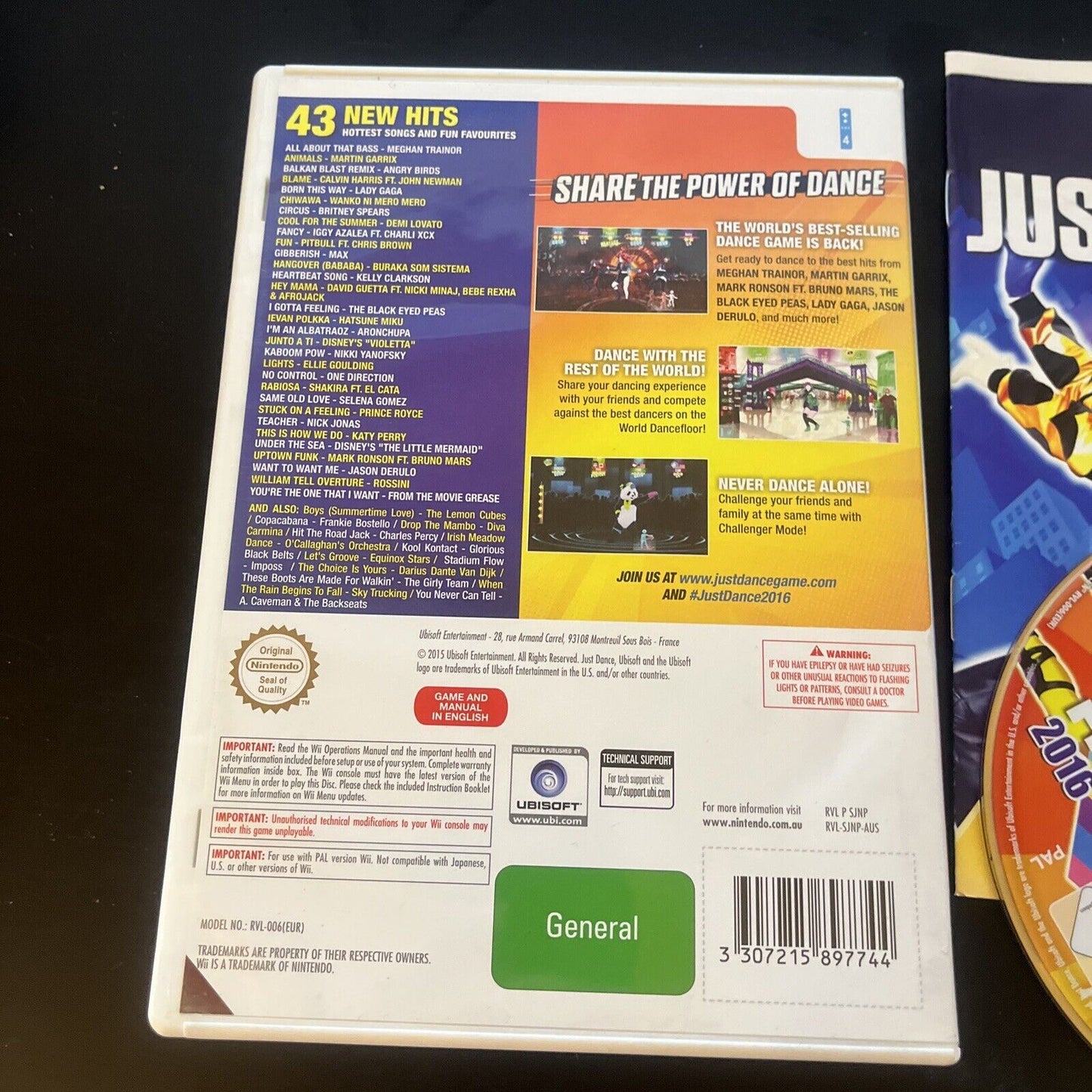 Just Dance 2015 & 2016 Nintendo Wii & Wii-U PAL With Manual