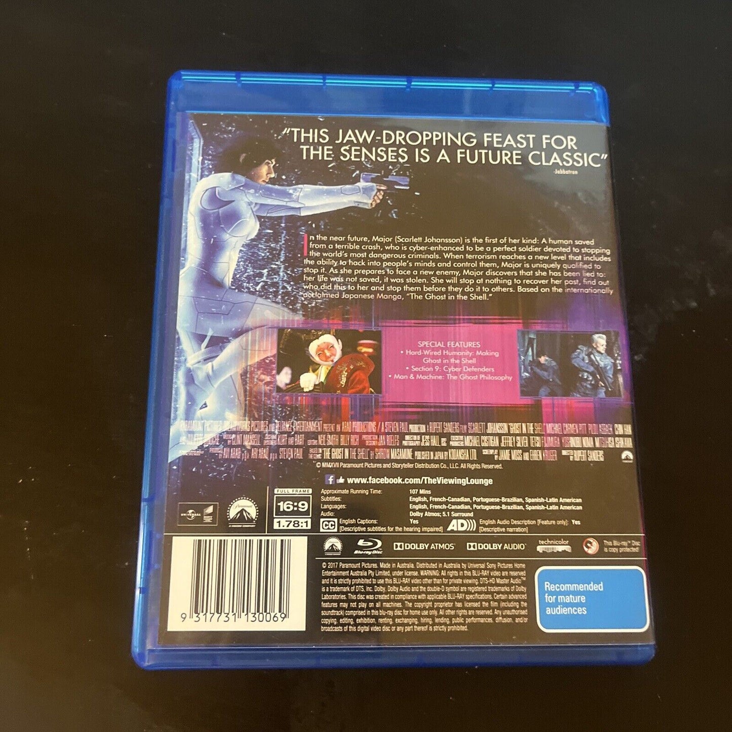 Ghost In The Shell (Blu-ray, 2017) Scarlett Johansson, Pilou Asbaek, Region B