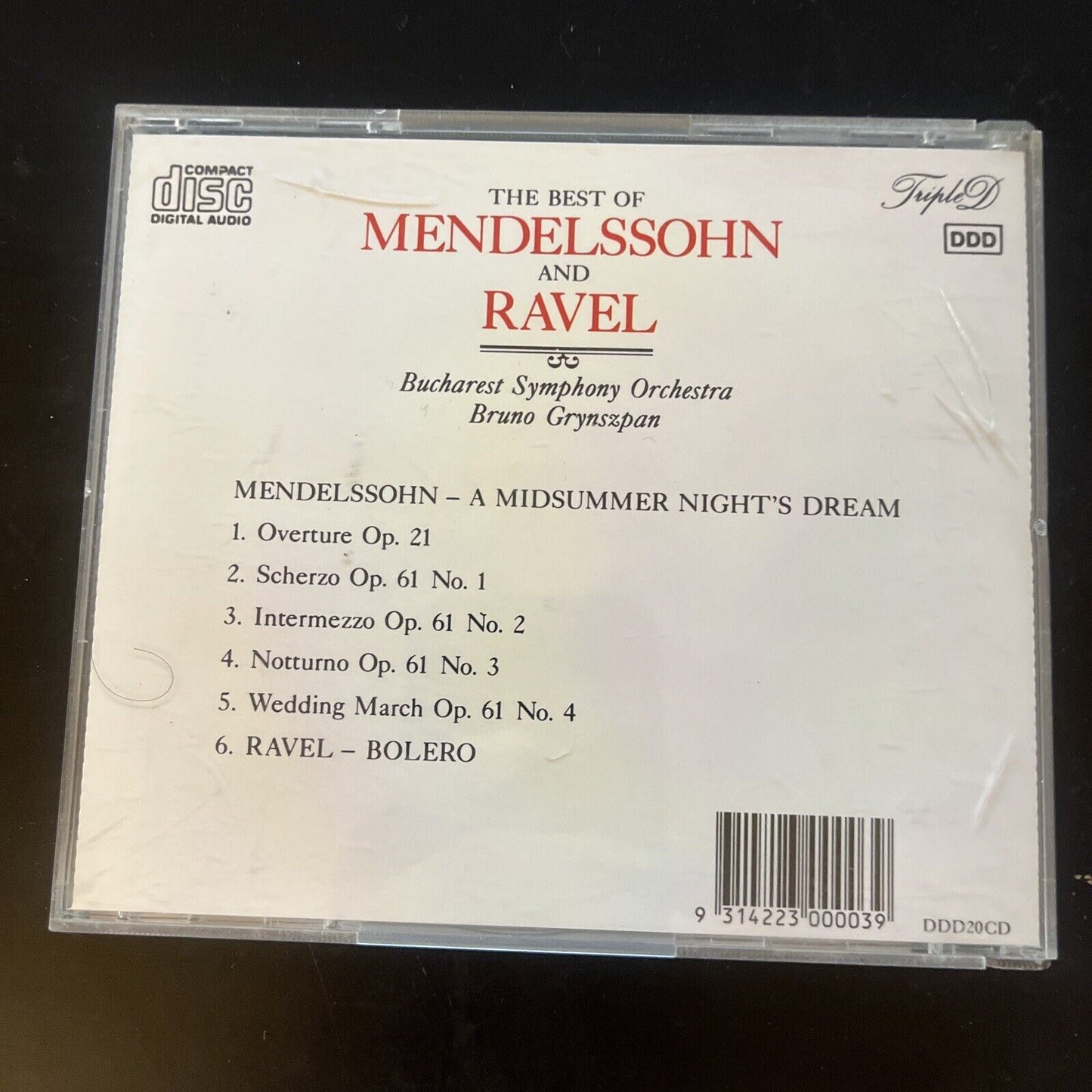 Bucharest Symphony Orchestra & Bruno Grynszpan - Best of Mendelssohn & Ravel CD