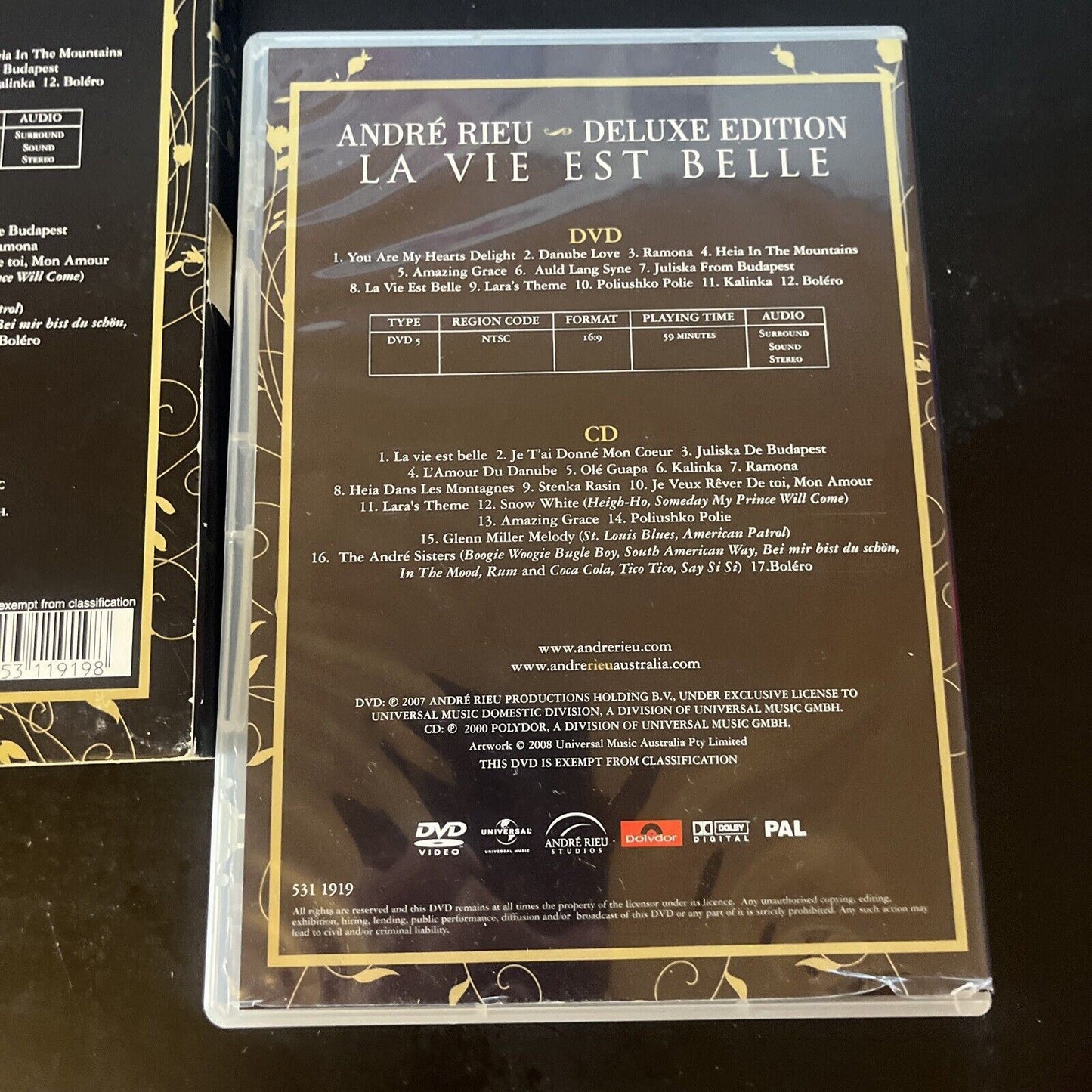 ANDRE RIEU - La Vie Est Belle Deluxe Edition (DVD & CD, 2008) All Regions
