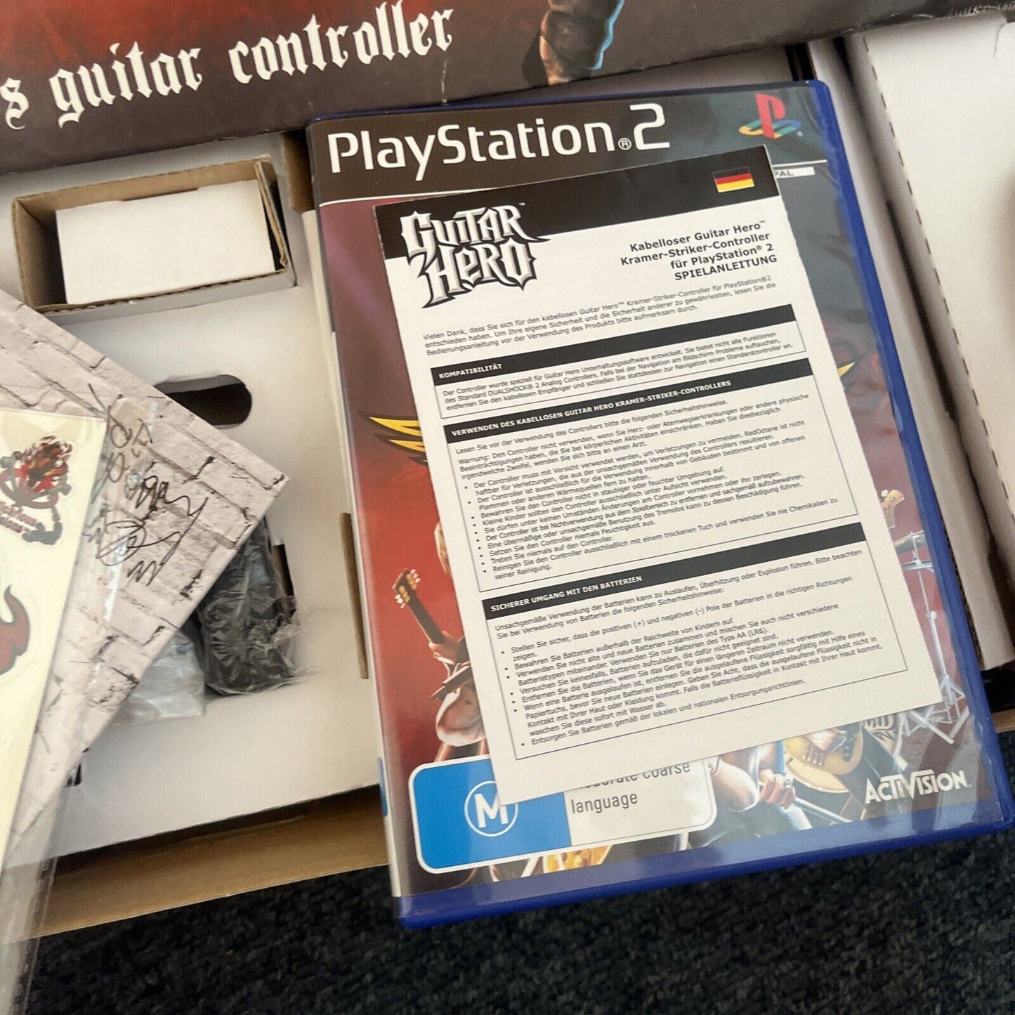 Guitar Hero Aerosmith Game & Wireless Guitar Controller Tour Book Sony PS2 PAL