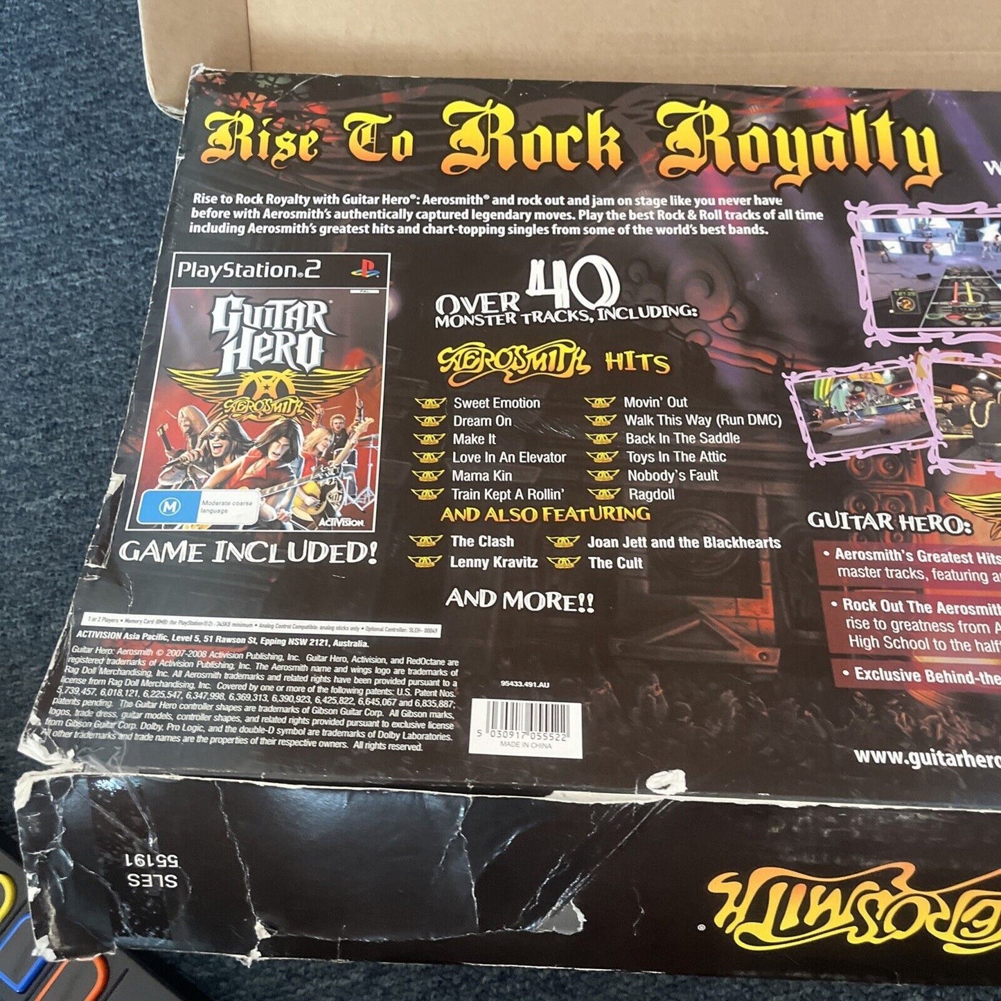 Guitar Hero Aerosmith Game & Wireless Guitar Controller Tour Book Sony PS2 PAL