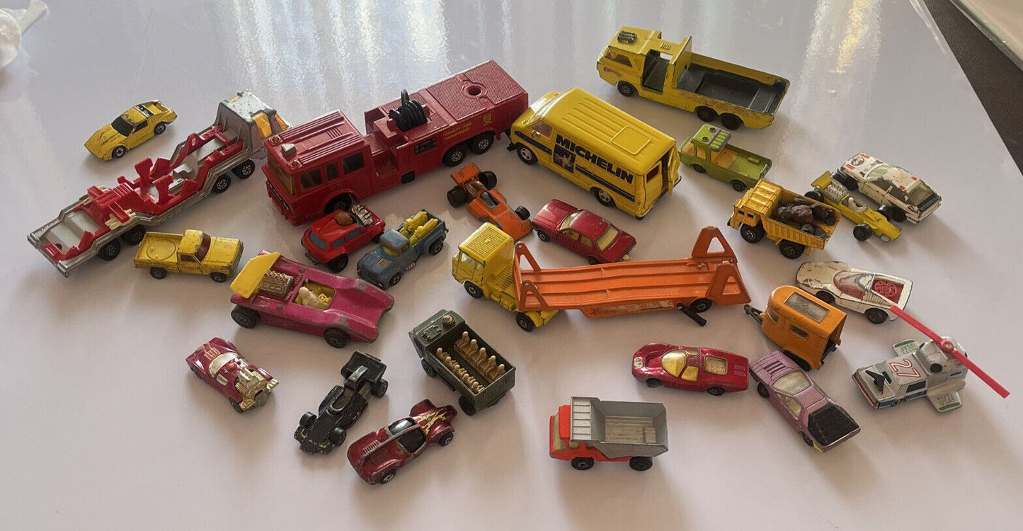 26x Vintage Matchbox Toys from 1970's, 60's, 80's Diecast Vehicles