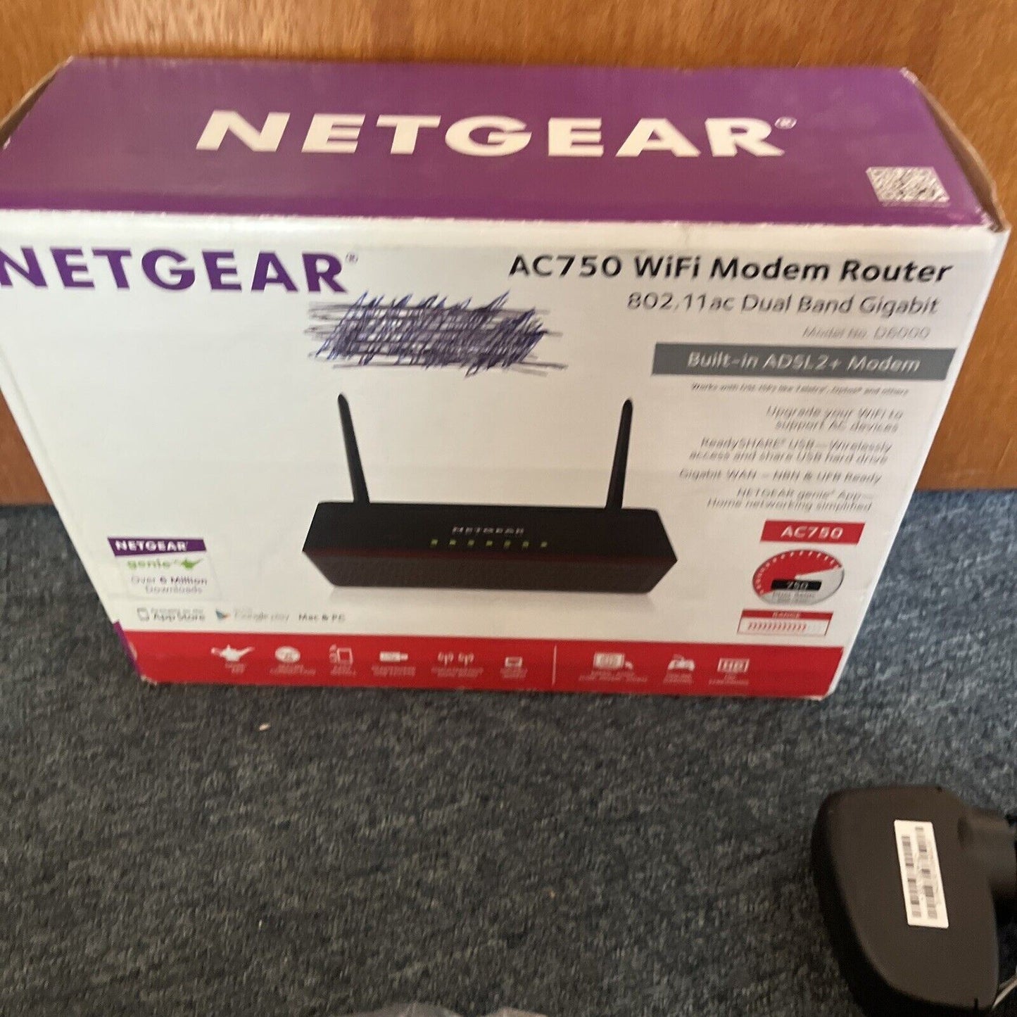 NETGEAR D6000 AC750 WiFi Dual Band Modem Router NBN Compatible