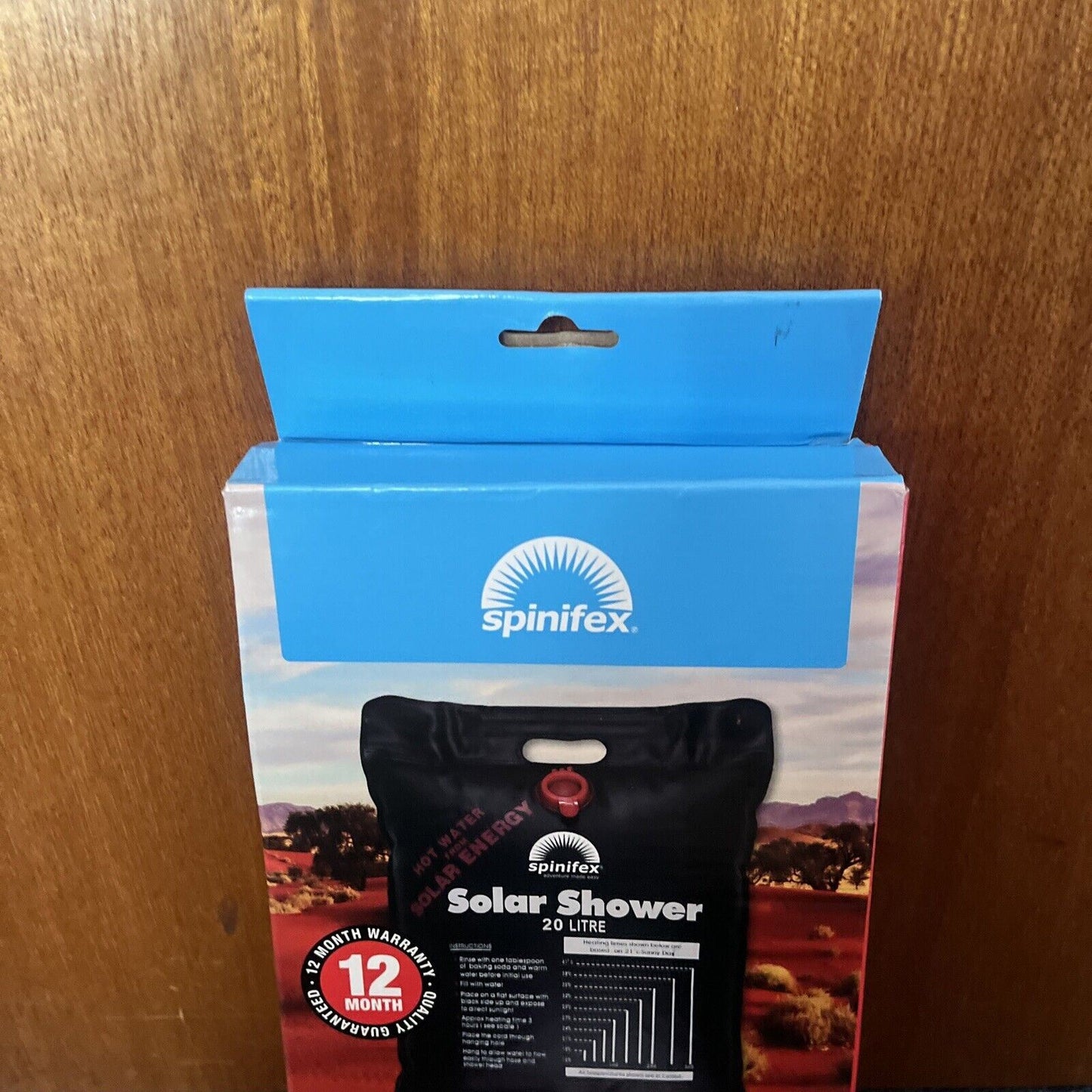 Spinifex 20L Solar Shower with Built-in Thermometer