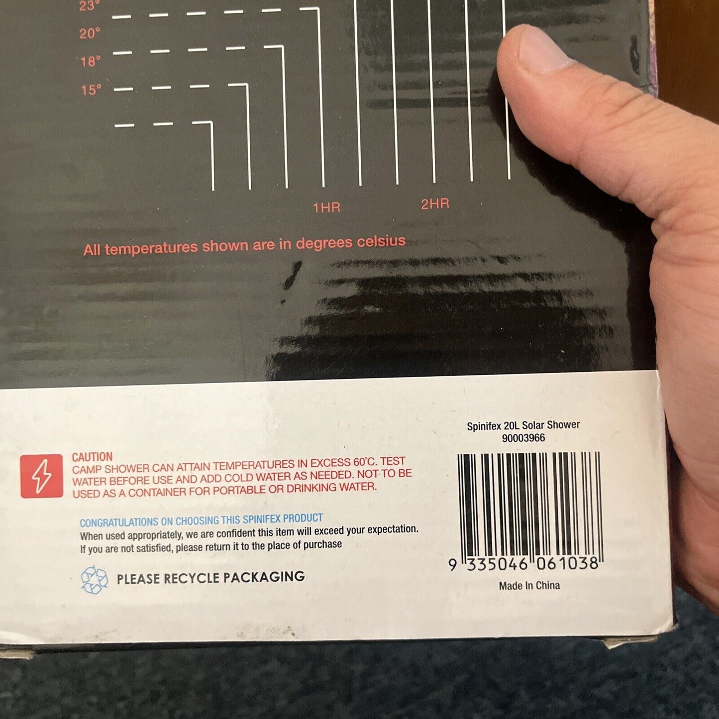 Spinifex 20L Solar Shower with Built-in Thermometer