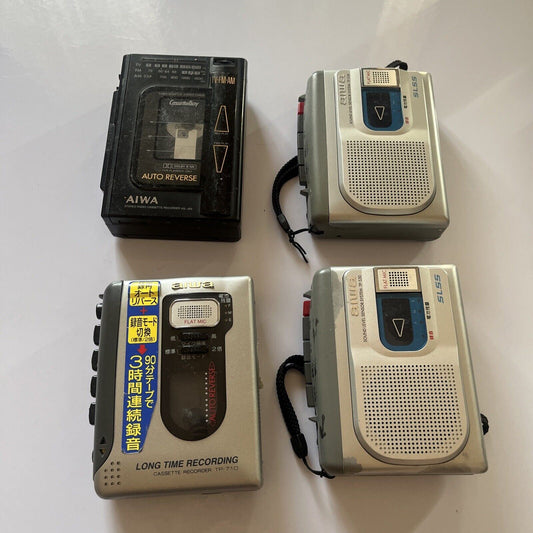 4x Aiwa Portable Cassette Voice Recorder *for parts or repair*