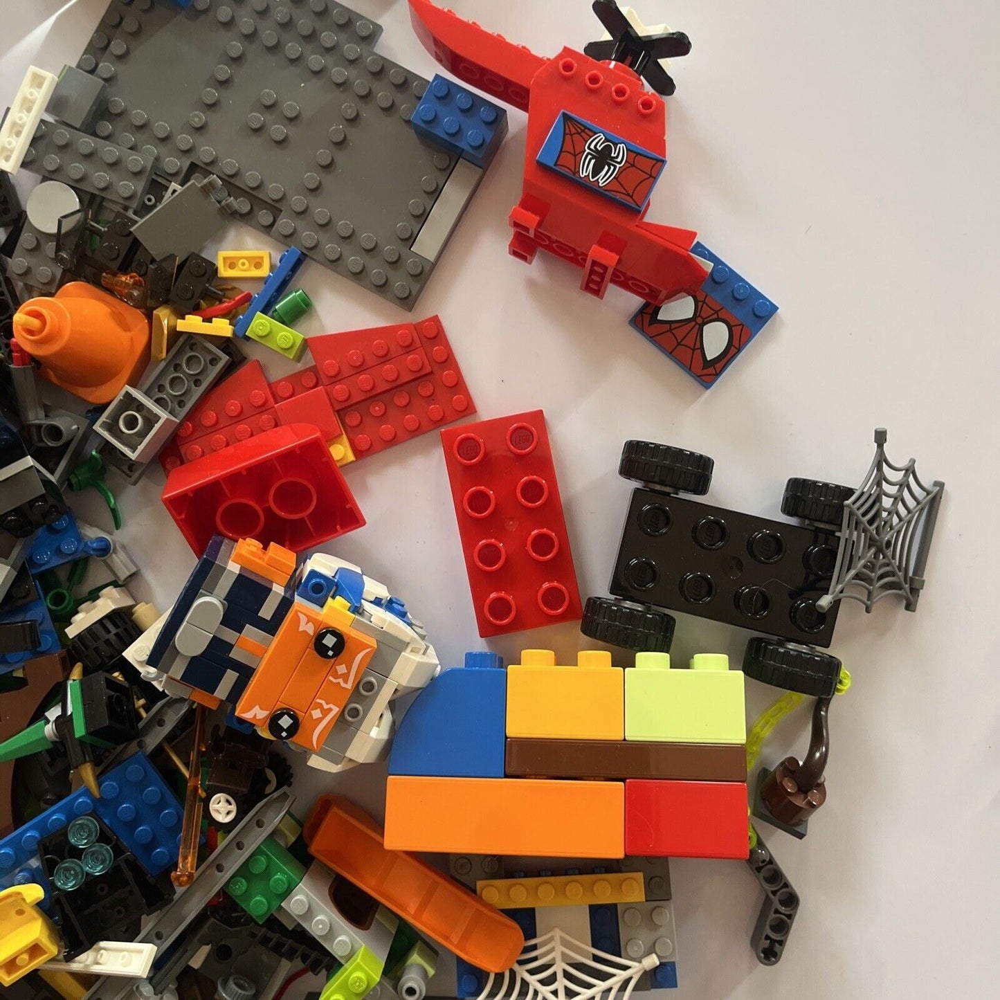 Lego 1.23kg Bulk Lot Wheels Spiderman Police Bricks Duplo Mix
