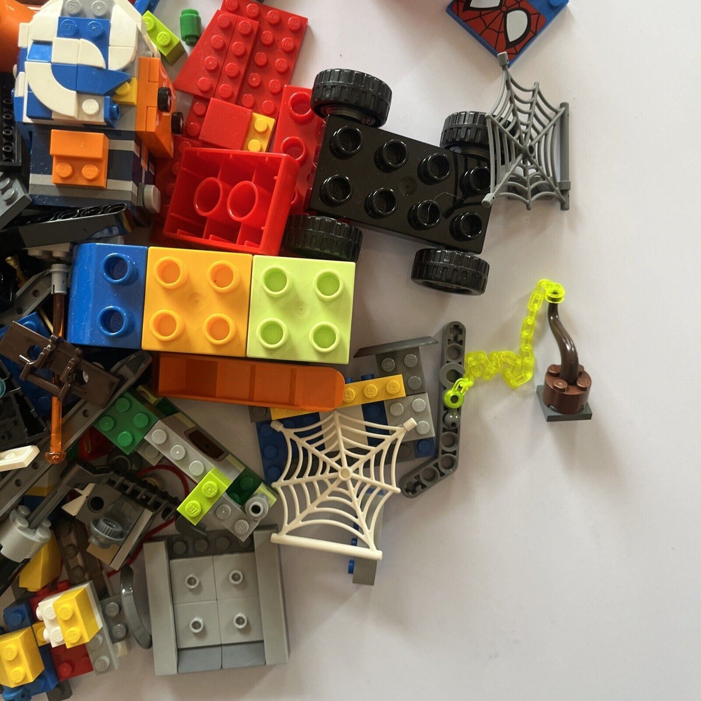 Lego 1.23kg Bulk Lot Wheels Spiderman Police Bricks Duplo Mix