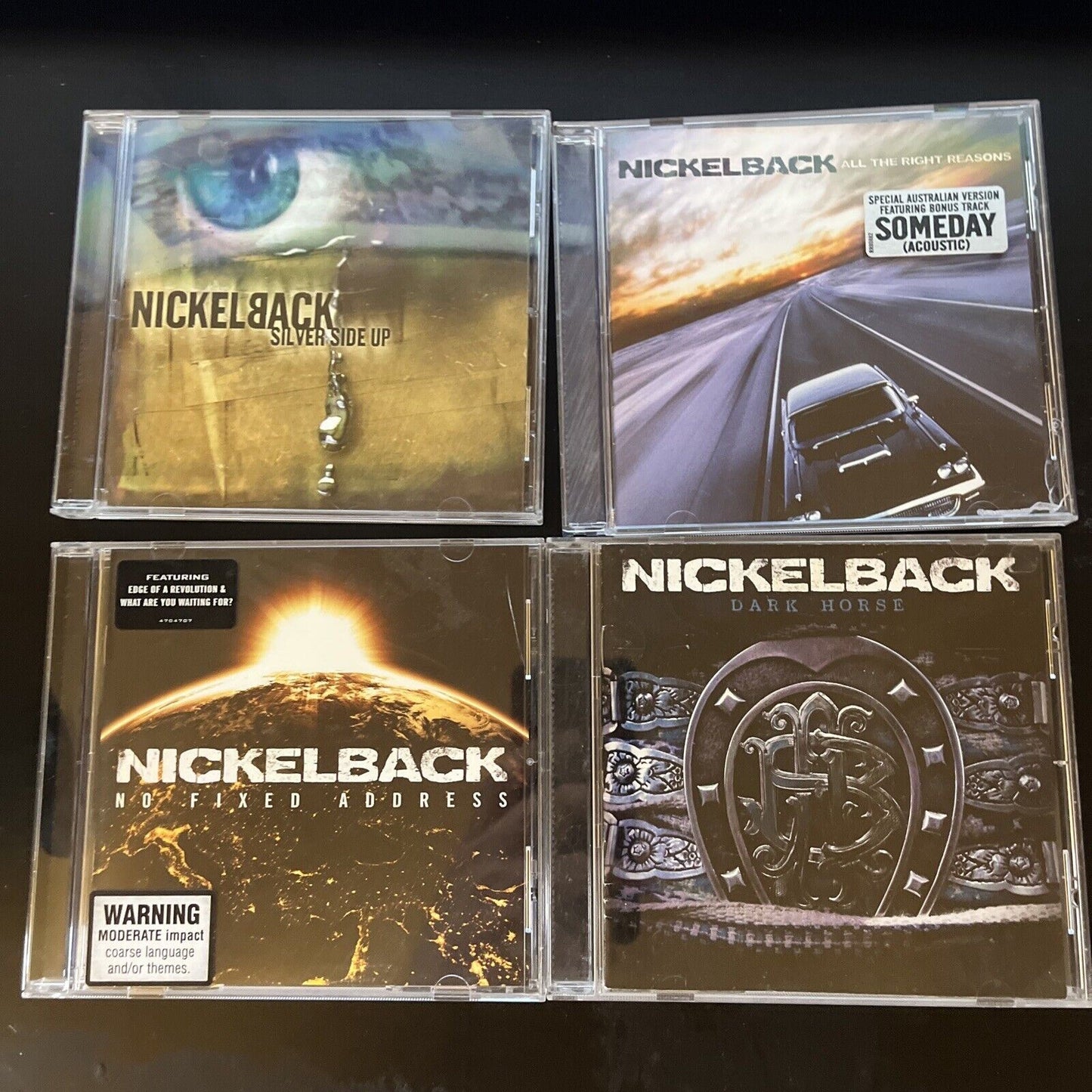 4x Nickelback CD Album - Dark Horse, No Fixed Address, Silver Side Up, Right